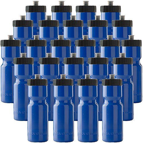 50 Strong Bulk Water Bottles 24-Pack – 22 oz BPA-Free Sports Bottles with Easy-Open Pull Top Cap – Made in USA – Reusable & Top Rack Dishwasher Safe Brand