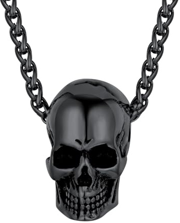FaithHeart Collar Halloween Hombre Colgante Cabeza Cráneo Esquelético Acero Inoxidable 316L Regalo Halloween Amigo Joyería Punk Gótica Joven