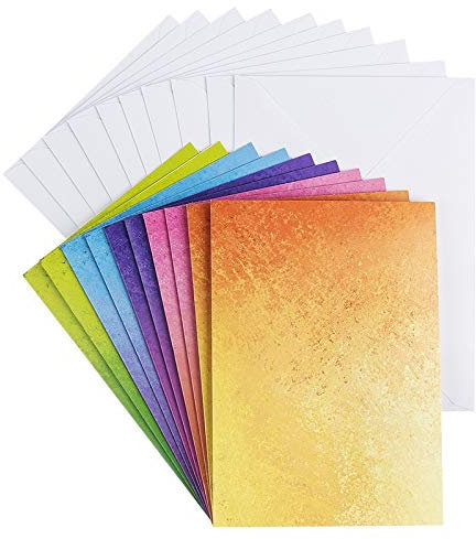 Ideen mit Herz Grußkarten-Set mit Umschlägen | 10 Motiv-Karten | blanko | bunt | neutral | ideal für Glückwünsche zum Geburtstag, Hochzeit,uvm. | Din B6 (Farbverlauf kräftig)