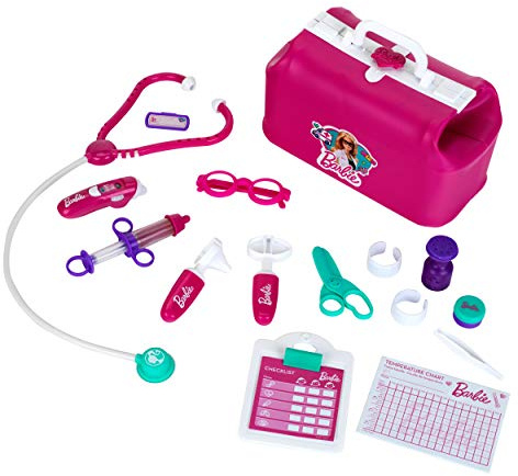 Theo Klein 4601 Barbie valigetta da medico, Con stetoscopio, occhiali, cerotti e molto altro, Termometro con effetti luminosi e sonori, Giocattolo per bambini a partire da 3 anni
