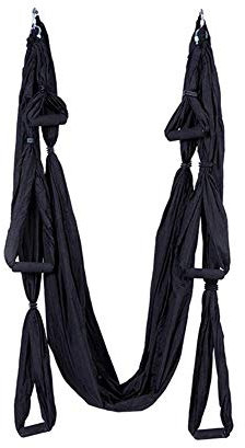 Aerial Yoga Hängematte,Yoga Schaukel Anti Schwerkraft Hängematte Set mitgeliefert 2 Verlängerungsgurte und Anti-Fall Socken (Schwarz)