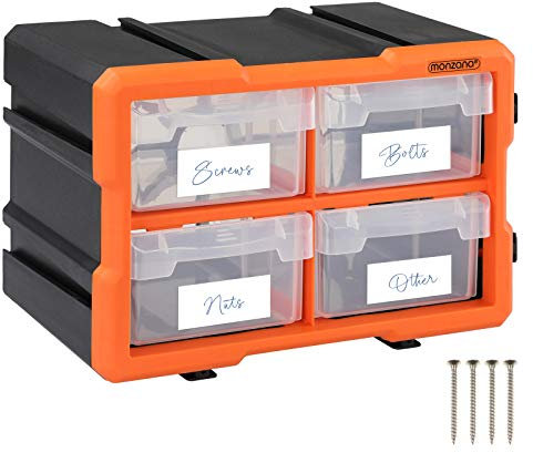 Monzana Organizador caja de almacenaje transparente para herramientas tornillos 8 compartimentos