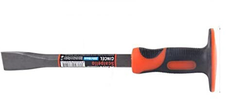 Scalpello da muratore con protezione 300 x 18 mm, Attrezzi da Muratore, Tagliafri per Pietra, Piastrelle, Muratura, 30 x 9 x 9 cm