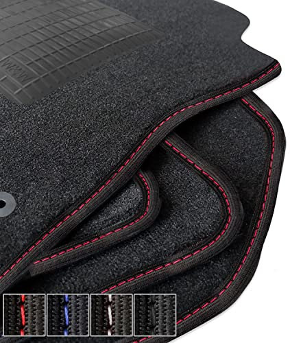moto-MOLTICO Premium Auto Velours Autoteppiche Schwarz Automatten passend für Ford Mondeo V 2015-2022 - Rote