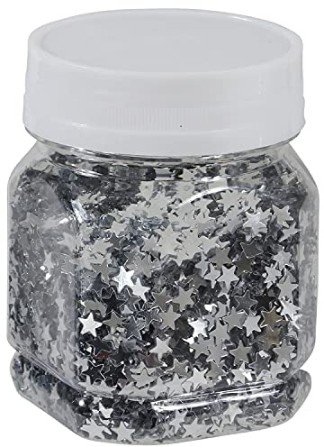 Glittersterne 80g zur Dekoration - Bastelsterne Glitzersterne Weihnachtsdeko - Glitter Farbe Silber