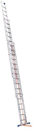 Echelle coulissante à Corde Professionnelle 3 Plans 3x14 échelons 10m en alu Hailo Trio