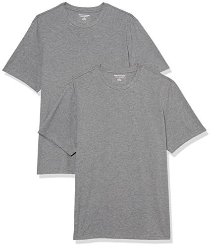 Amazon Essentials herr normal passform kortärmad rund hals t-shirt, paket med 2, grå ljung, XX-Large