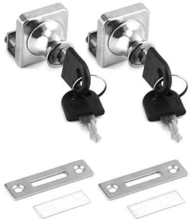 QWORK 2 Pièces Serrure de porte en verre, serrure vitrine verre, serrure placard, avec 4 clés pour Verre d’Epaisseur de 5-8mm