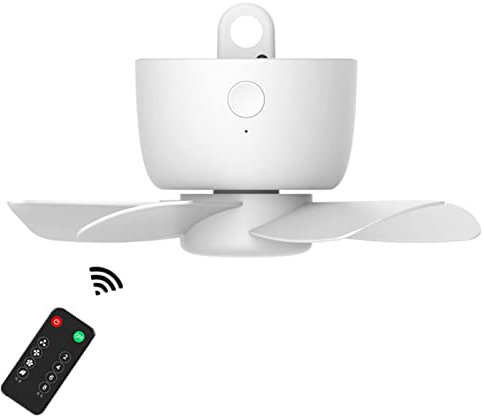 2022 Ventilador De Techo Pequeño USB,Con Mando A Distancia 4Velocidades Ventilador De Techo Dc Silencioso,Para Temporizador Ventilador De Techo Silencioso Exterior,Blanco