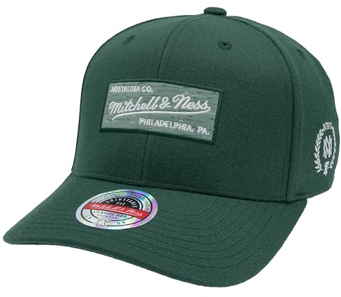 Mitchell & Ness Klassisk röd snapback-keps med Heather Box-logotyp – OB, Grön, En Storlek
