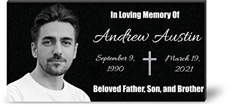 12x6 Memorial Plaques, Headstones for Graves, Grave Markers for Cemetery for Humans, Outdoor Personalized Commemorative Plaques Remembrance Garden Stones, Bereavement Headstone Picture Memorial Stones