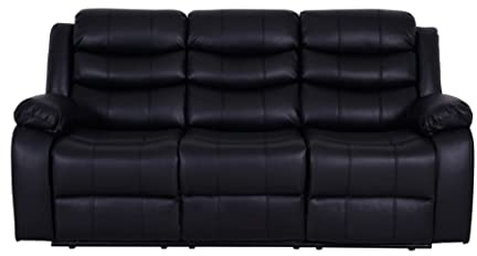 Dante Furniture Loma 3 Seater Leather Recliner Sofa (Black)