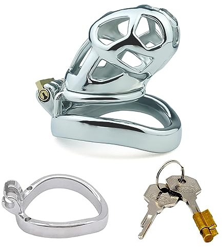 Kuaecr Edelstahl Cobra Keuschheitskäfig Herren Metall Peniskäfig Keuschheitsgürtel Cock Cage PenisKäfige Chastity Device Extrem Sklaven Keuschheit SM Bondage Sexspielzeug für Männer (Bogenring-50mm)