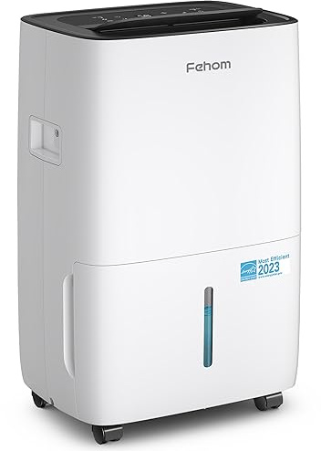 Fehom 80 Pints Dehumidifier Most Efficient Energy Star - 5,000 Sq. Ft. Dehumidifier for Basement with Drain Hose and 1.06 Gal Water Tank, Smart Dehumidifiers for Home, Large Rooms(JD025L-80)