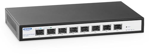 YuLinca Commutateur géré 8 Ports 10 Gbit/s SFP+, Prend en Charge Le Module SFP 1G/2.5G/10G, Bande passante 160 Gbit/s, Ordinateur de Bureau | Commutateur à Fibre gérée sans Ventilateur en métal Mural