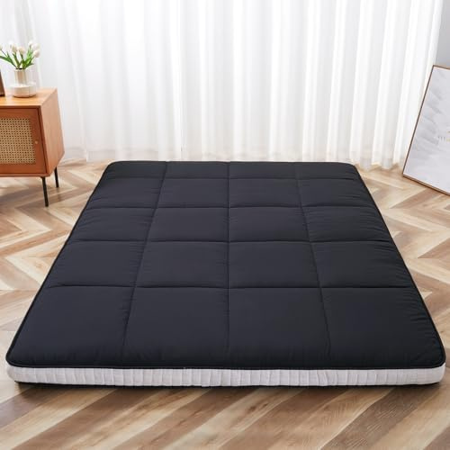 Meulbaty Futonmatratze 200 x 100 cm – Extra Dicke, Faltbare japanische Bodenmatratze – Memory-Schaum-Isomatte für Erwachsene – Tatami-Matte, geeignet für Camping und Gäste – Schwarz (10 cm)