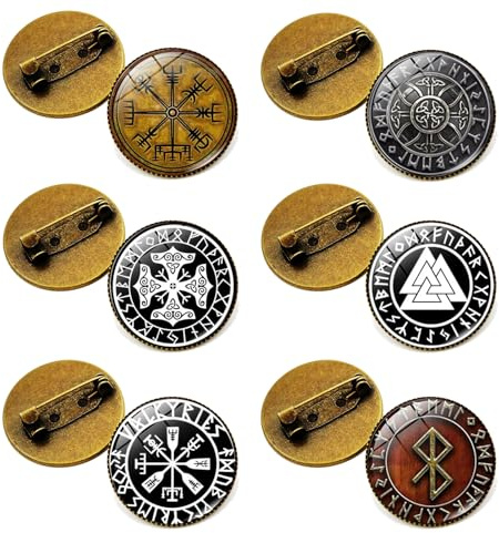 Floatdream 6 Stücke Brosche im Wikingerstil, Vintage Wikingerbrosche, Wikingerführer Nadel, für Schmuck, Dekoration, Anstecknadel, Geschenk, Pullovern und Schals. (Bronze)