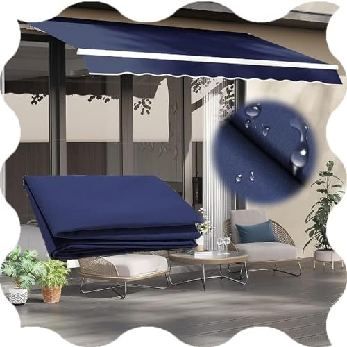 HCZION Klemmmarkise Markisenbespannung Sonnenschutz Terrassenmarkise Ersatzstoffe Markisentuch Fenstermarkise Wasserdichtes Markisenschutz Stoff(Size:13x8ft-4x2.4m)