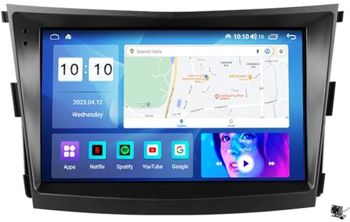 ottspu Android Autoradio per SsangYong Tivoli 2015-2019 Car-Play Android Auto, Radio Touch Screen 9 Pollici Schermo Navigazione GPS Bluetooth WiFi FM RDS DSP Telecamera Controlli del Volante,M400s