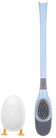 Diving Duck Toilet Brush, Klobürste Silikon Bathroom Toilet Brush and Holder Set, Flexibel Flache Wc KlobüRste, 360° Rundum Schrubben Hygienisch Und Leicht Zu Verstauen