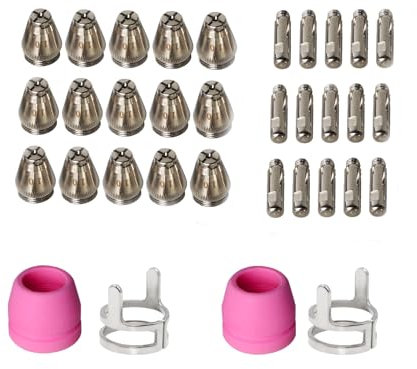 Reboot Plasma Cutter Gas Ring SG-55 AG-60 WSD-60 Plasma Cutting Torch Tip Consumables Kit Electrode Nozzles Tip Accessory Fit for Non-Touch Pilot Arc Plasma Cutter Machine RBC6000L/RBC6000L PRO,34PCS