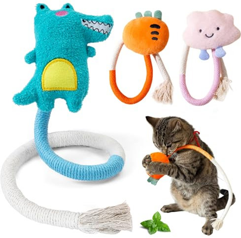 winbarry Giochi per Gatti, Giocattolo da Masticare per Gatti, Corda Dentale per Gatti, Gioco per Gatto, Gioco Gatto per Pulire I Denti e Scaricare Lo Stress