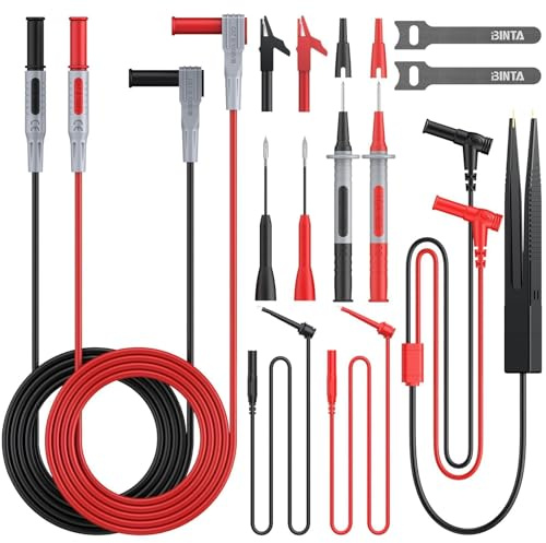 BINTA Kit de Câbles de Test 11PCS Accessoire Câble de Test pour Multimètre Électrique Sondes de Multimètre Professionnel Remplaçables Kit de Cordons de Test Électriques pour Testeur Circuit Tension