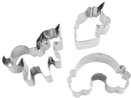 DECHOUS 3pcs Stainless Steel Unicorn Cloud Biscuit Cutters DIY Baking Tools Set for Cookie Dough Candy Pastry
