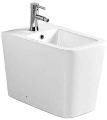 Barbottina Bidet a terra filo parete in ceramica bianca serie pluma