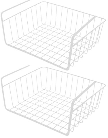 Generisch Unterregal Aufbewahrungskorb, 2 Stück Metall Hängekorb Küchenkorb Bücherregal Organizer Unterschrankkorb Organizer Platzsparend Für Pantry Theke Waschküche
