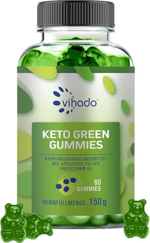 Vihado Green Gummies 3.0, Gummibärchen für den Stoffwechsel mit Vitamin B6, Fruchtgummis für Keto-Diät, Keto Gummies, 60 Stück