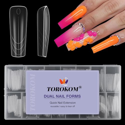 TOROKOM 150 Forme 15 Misure Doppie per Poly Gel - Stampini Professionali per Estensioni Rapide, Ideali per Nail Art in Salon & Fai da Te