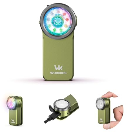 Wurkkos HD03 - Torcia ricaricabile EDC,luce a clip, luminosa, 650 lumen, torciatascabile combinata, riflettore, luceRGB, magnetica, impermeabile IPX6, per ciclismo, riparazione (verde oliva)
