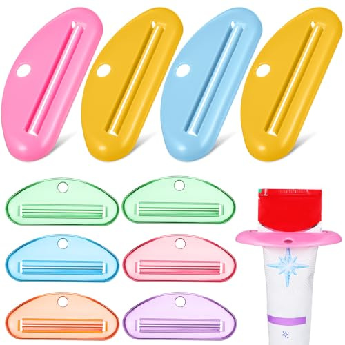HONMEET 10 pièces Lot de Presse-tubes Dentifrice Colorés Compacts Outil pour Économiser Pâte et Cosmétiques Tube Accessoire Pratique pour Salle de Bain et Voyage