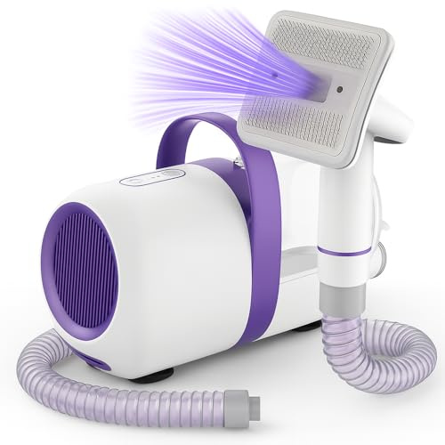 Aspirateur pour chiens avec brosse - Dispositif de toilettage et d'épilation 2 en 1, silencieux et puissant - Aspiration des poils animaux domestiques pour maison, canapé et voiture, avec accessoires