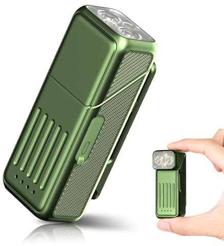 LED Taschenlampe Aufladbar, Mini Taschenlampe mit Clip und USB-C-Ladeanschluss, EDC Kleine Taschenlampen mit SOS-Funktion, Multifunktional Magnetische flashlight für Outdoor-Camping und Notfälle