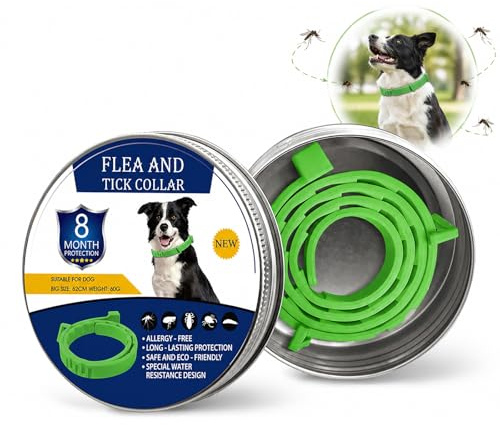 JOVYTH Collar Antipulgas Perro, 8 Meses Protección Pulgas Garrapatas Mosquitos, Ajustable Impermeable para Perros Pequeños Medianos Grandes, Ajustable 63.5 cm
