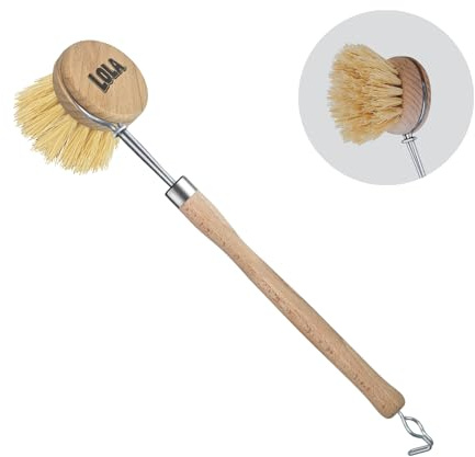 LOLA -The Original - Tampico Vegetable & Dish Brush, Sustainable Wood Ergonomic Handle w/Tampico Fiber Bristles, 1 Count