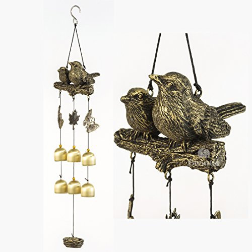 BWINKA Nuevos pájaros carillón de Viento 6 Piezas Campanas de Bronce Amazing Grace carillones de Viento para jardín, Patio, Patio y decoración del hogar con Gancho
