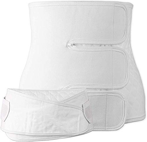 iloveSIA Damen Taille Shapewear Postpartale Erholung Gürtel-Bauch-Steuer Gürtel Größe S/M passt Umfang paunch 25 '' - 30 '' Weiß + free Beckengurt