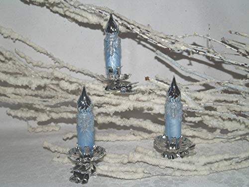 Jingle Bells Lauscha Kerze eisblau/Silber 3Stück per Box
