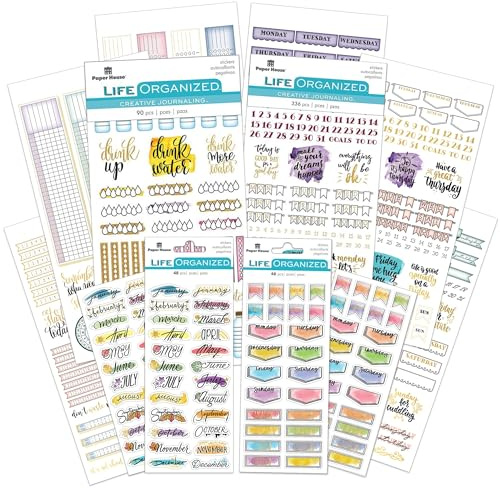 Paper House Productions Planner Sticker Day Tracker Set mit 4 Packungen Stickerbögen für Planer, Journaling und Basteln