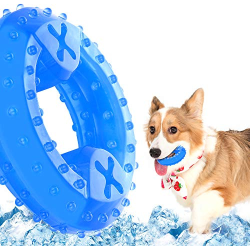 NWK Pet Teether Cooling Chew Toy for Dogs Teething Toy for Puppies, Fit with Treats for More Fun (Chewing Ring)