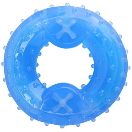 Pssopp Pet Cooling Toy, Freeze Cooling Teether Dog Toy Chewing Donuts Teething Snack Frozen Summer Training Toy Puzzle Cooling Toy Bite Chew TPR Filtering Food Funny Frozen Toys Soothes