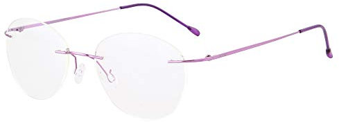 SHINU Damen MR-7 / MR-8 Linsenrahmen Titan Randlose Blaulichtfilter Kundenspezifische kurzsichtige Brille-NS1022(C3,anti blau-3.00)