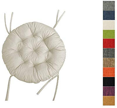 chilly pilley Papasansessel Rundkissen RundRattansessel Auflage Sesselkissen Gartenkissen Sitzkissen Garten Kissen Gesteppt mit Schlaufen (60cm, Creme)