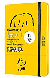 Moleskine Peanuts 12 Monate Wochenkalender, Wochenplaner 2022 in limitierter Sonderausgabe, Woodstock, fester Einband, Format Pocket 9 x 14 cm, 144 Seiten