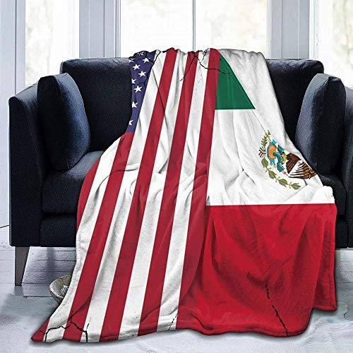 YuLiZP Decke Wohn Kuscheldecken Usa Mexiko Flagge Flauschige Decke Ganzjährig Leicht Und Weich Bequeme Wohnkultur Decke Bett Sofa Stuhl Geeignet Für Erwachsene Und Kinder-80X60 Inch