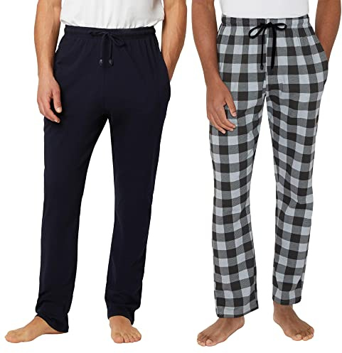 FM London herr Pyjamas botten 2-pack Soft Touch, Svart ruta, XXL