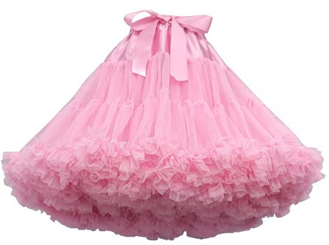SSDH Puffy Tutu Jupe Layered Ballet Tulle Pettiskirts Robe Costume Danse Doux Jupon Jupon pour Femmes (Rose)